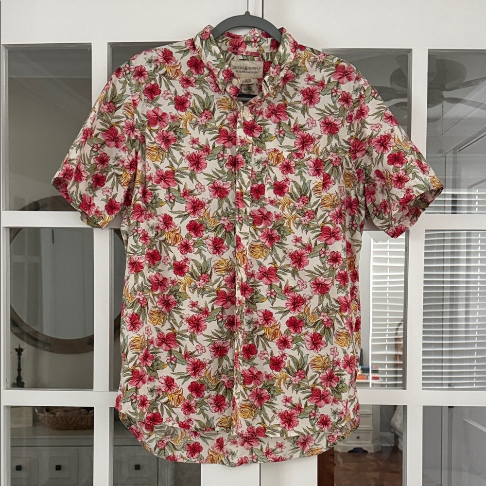 Denim & Supply Ralph Lauren Floral Short Sleeve Men's Shirt Size L